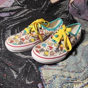 Vans Kids Sneakers with Cartoon Print and Yellow Laces